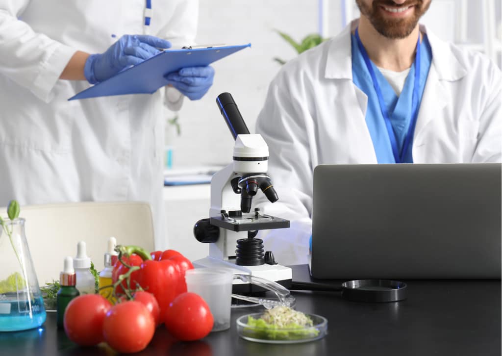Scientist at a lab bench